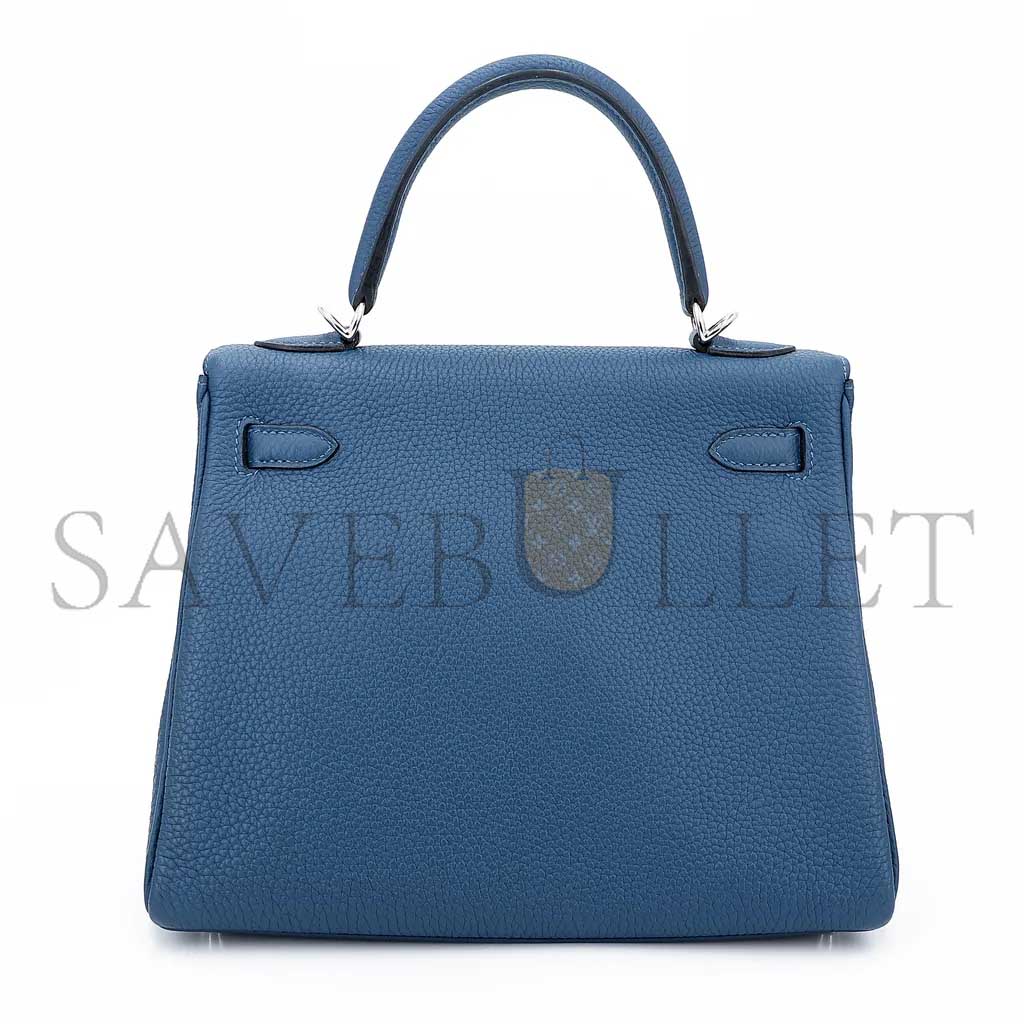 H**mes master kelly 25 dark blue togo calfskin silver buckle (25*17*7cm)